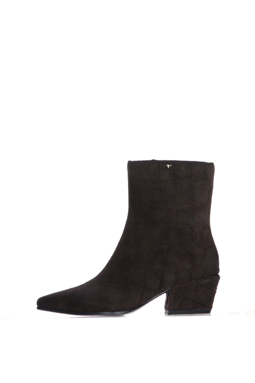 Stivaletto stampa cocco in camoscio marrone scuro - 1