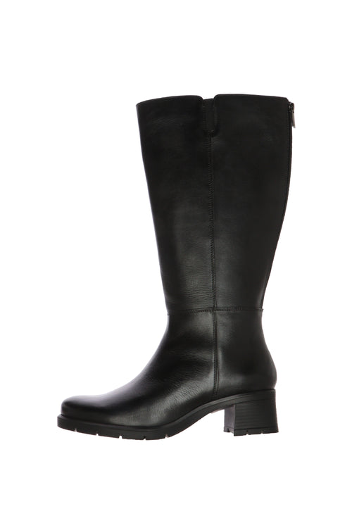 Stivali in pelle nera con gambale extra zip - 1