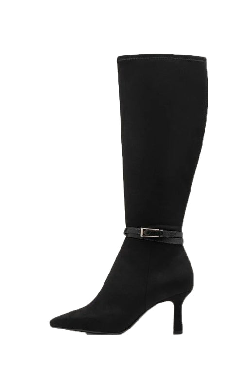 Stivale nero in tessuto stretch con tacco sottile Tamaris - 1