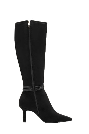 Stivale nero in tessuto stretch con tacco sottile Tamaris - 3