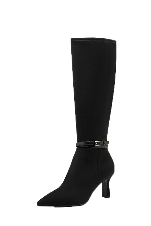 Stivale nero in tessuto stretch con tacco sottile Tamaris - 2