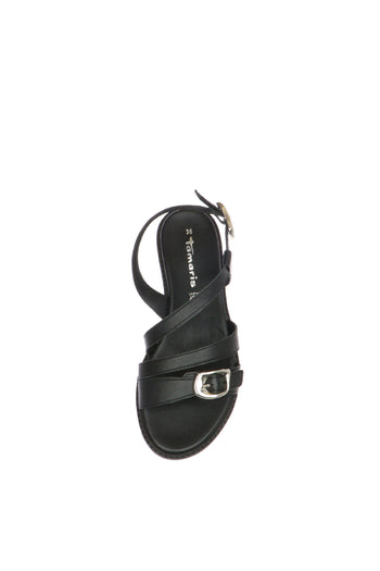 Sandalo a fasce con fibbia in pelle nero - 4