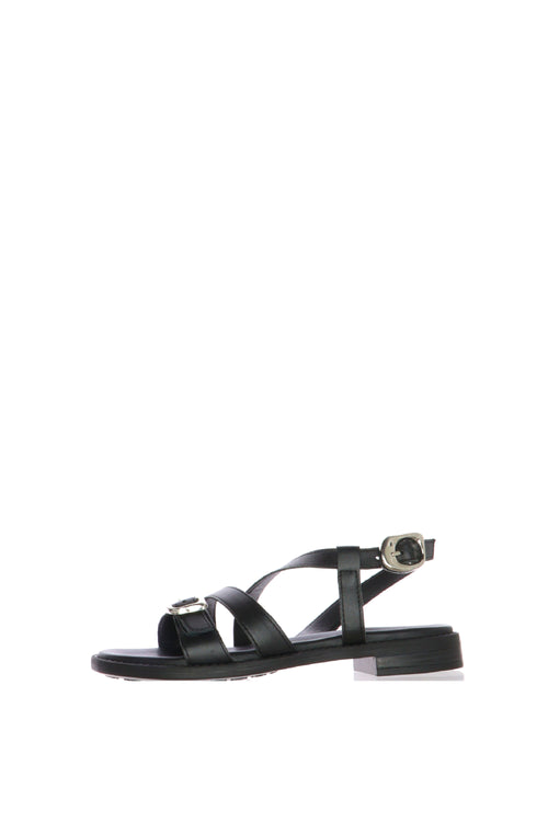 Sandalo a fasce con fibbia in pelle nero - 1