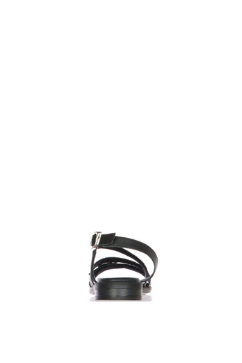 Sandalo a fasce con fibbia in pelle nero - 6