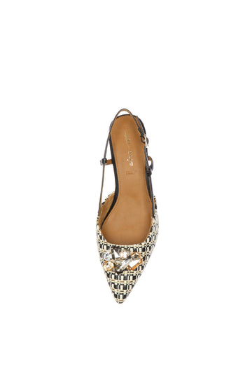 Slingback con gioiello in tweed e tacco kitten - 9