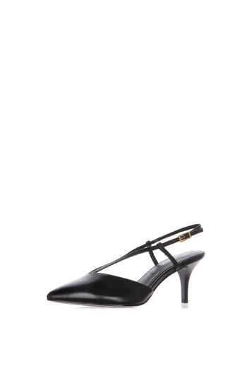 Slingback bianco perla e nero in pelle - 4