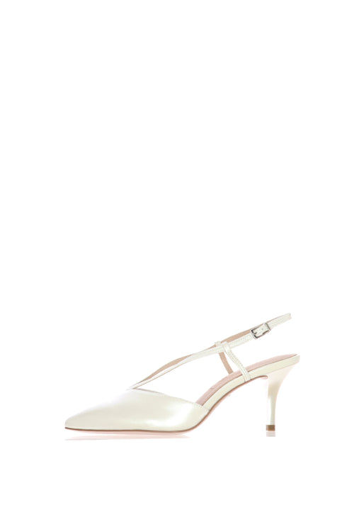 Slingback bianco perla e nero in pelle - 1