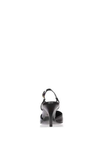 Slingback bianco perla e nero in pelle - 9