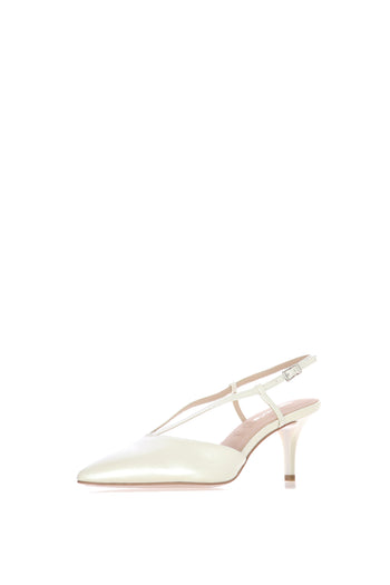 Slingback bianco perla e nero in pelle - 3