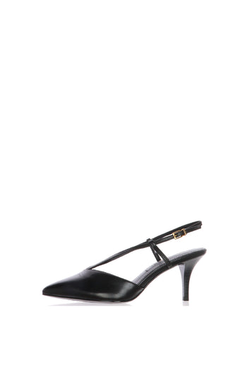 Slingback bianco perla e nero in pelle - 3
