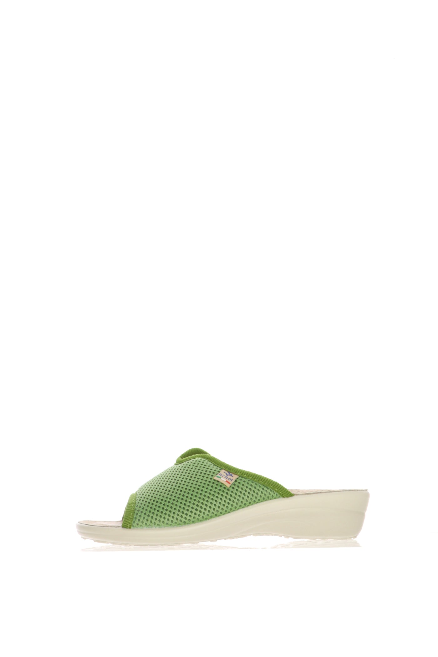 Pantofola aperta donna in cotone e sottopiede pelle Fly Flot T4429