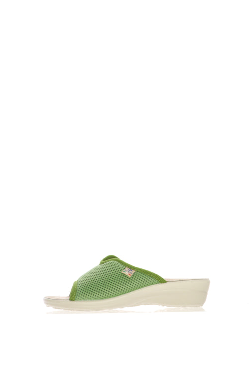 Pantofola aperta donna in cotone e sottopiede pelle Fly Flot T4429 - 1