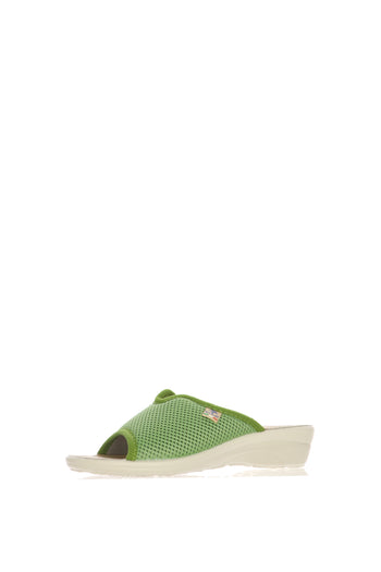 Pantofola aperta donna in cotone e sottopiede pelle Fly Flot T4429 - 5