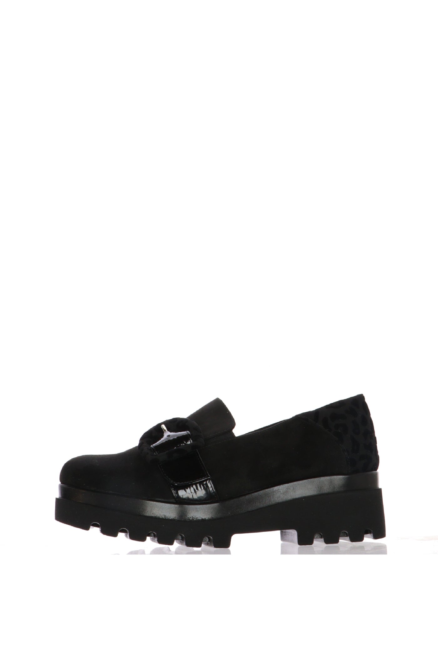 Mocassino in camoscio nero e torrtora con fibbia Cinzia Soft 2