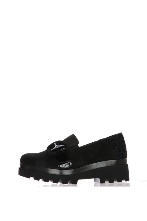 Mocassino in camoscio nero e torrtora con fibbia Cinzia Soft - 2