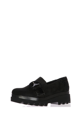 Mocassino in camoscio nero e torrtora con fibbia Cinzia Soft - 4