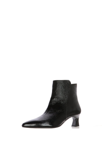Tronchetti donna in pelle lutex nero e bordeaux - 5