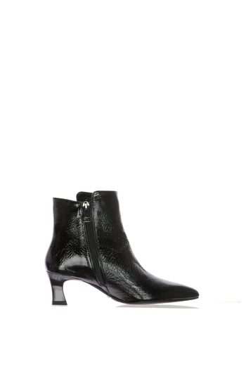 Tronchetti donna in pelle lutex nero e bordeaux - 7