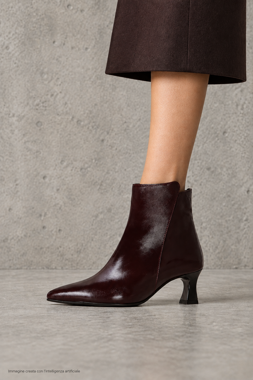 Tronchetti donna in pelle lutex nero e bordeaux 2