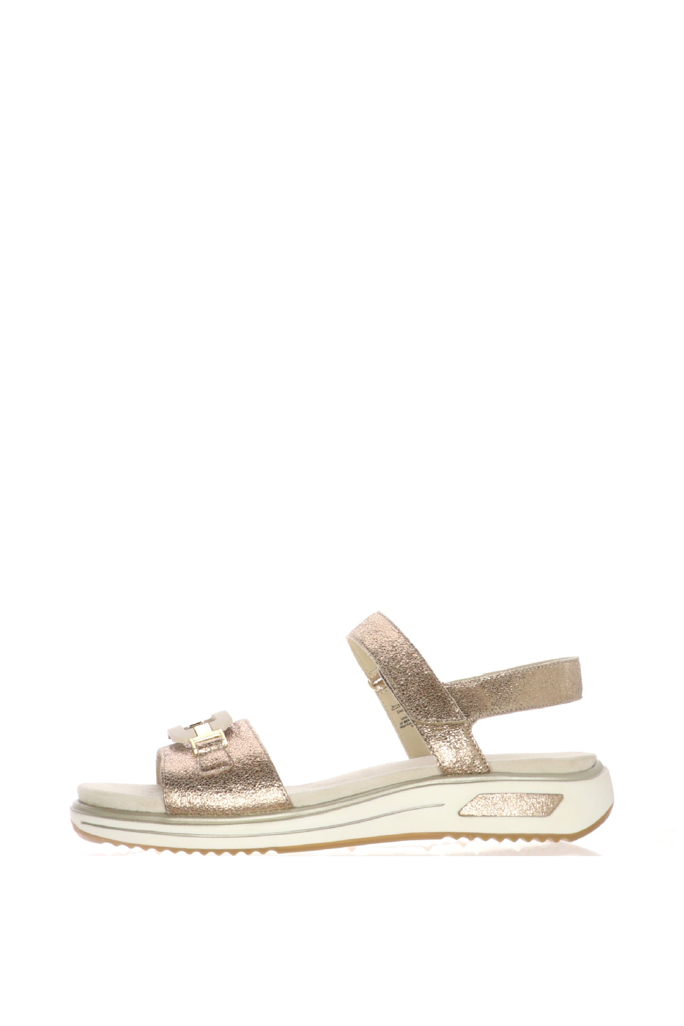 Sandalo in pelle laminata con velcro