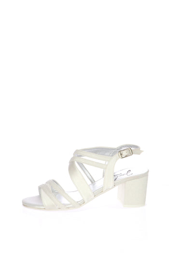 Sandalo sposa basso bianco seta e glitter Joel 6051 - 3