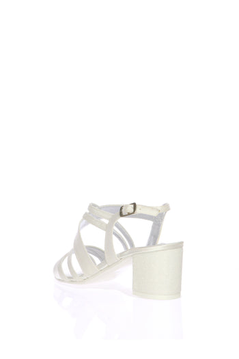 Sandalo sposa basso bianco seta e glitter Joel 6051 - 4