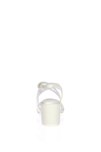 Sandalo sposa basso bianco seta e glitter Joel 6051 - 5