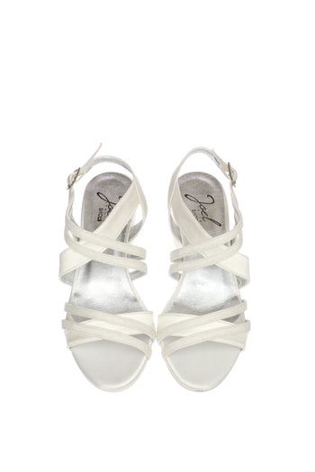 Sandalo sposa basso bianco seta e glitter Joel 6051 - 3