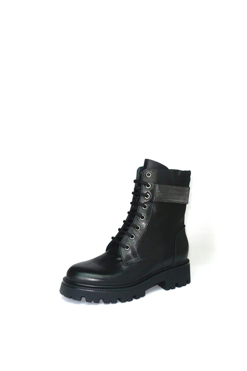 Anfibio in pelle nera con accessorio - 2