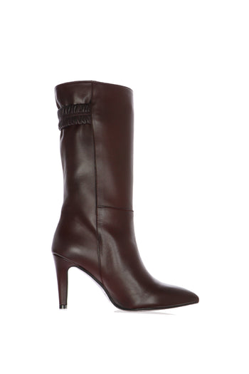 Stivale in vera pelle nero e bordeaux con tacco 8 cm sottile Gianni Crasto - 3