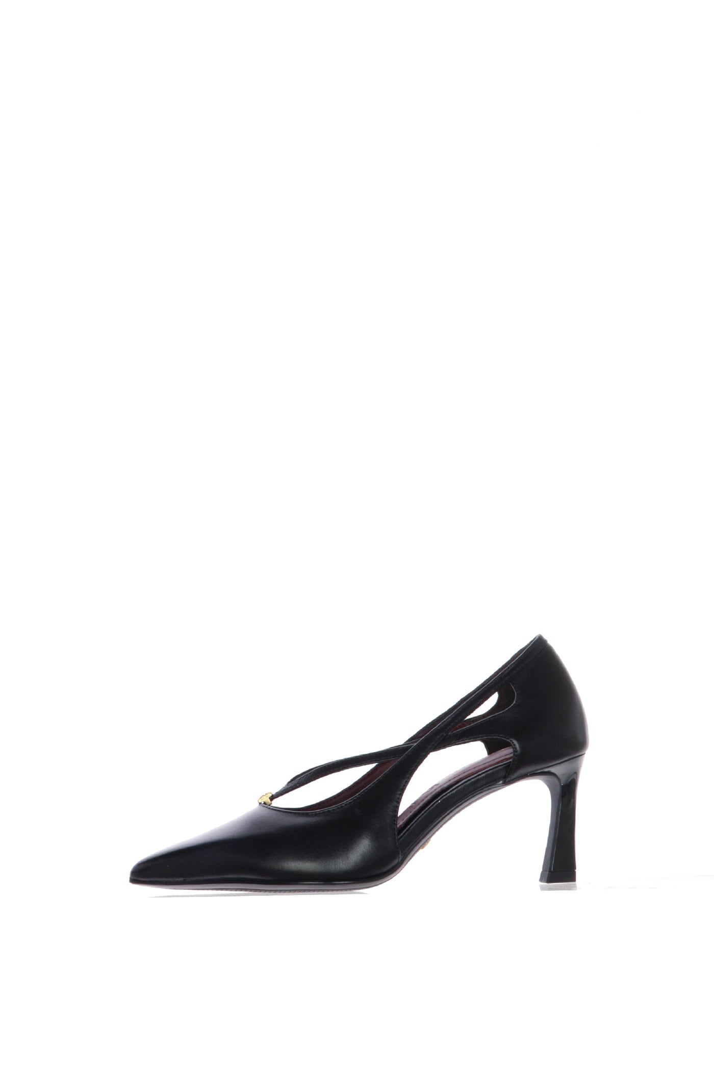 Dècolleté pelle nera con taglio cut out