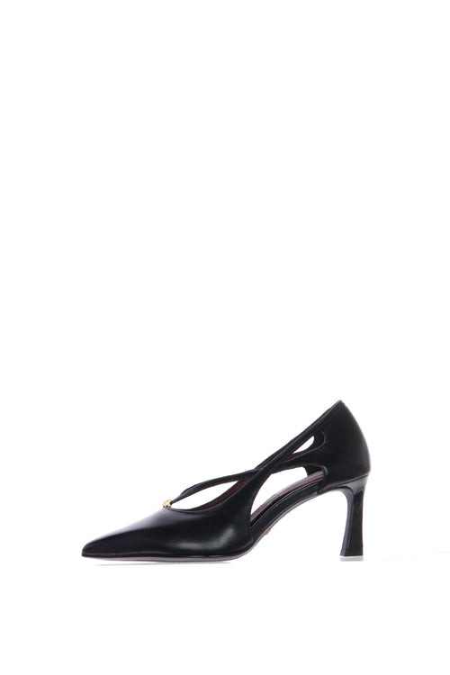 Dècolleté pelle nera con taglio cut out - 1