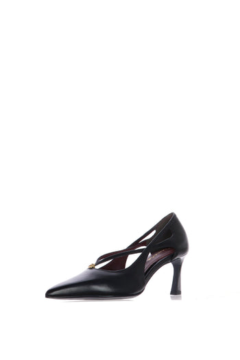 Dècolleté pelle nera con taglio cut out - 3