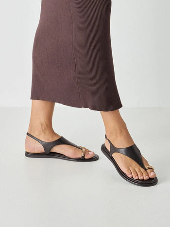 Sandali infradito minimal in suede e in pelle - 3