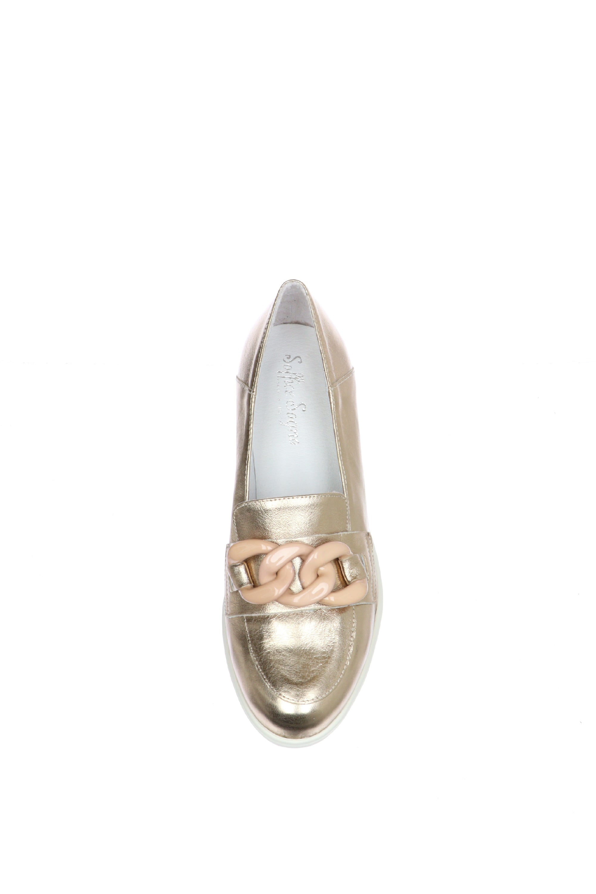 Mocassino in pelle lminata champagne by Soffice Sogno