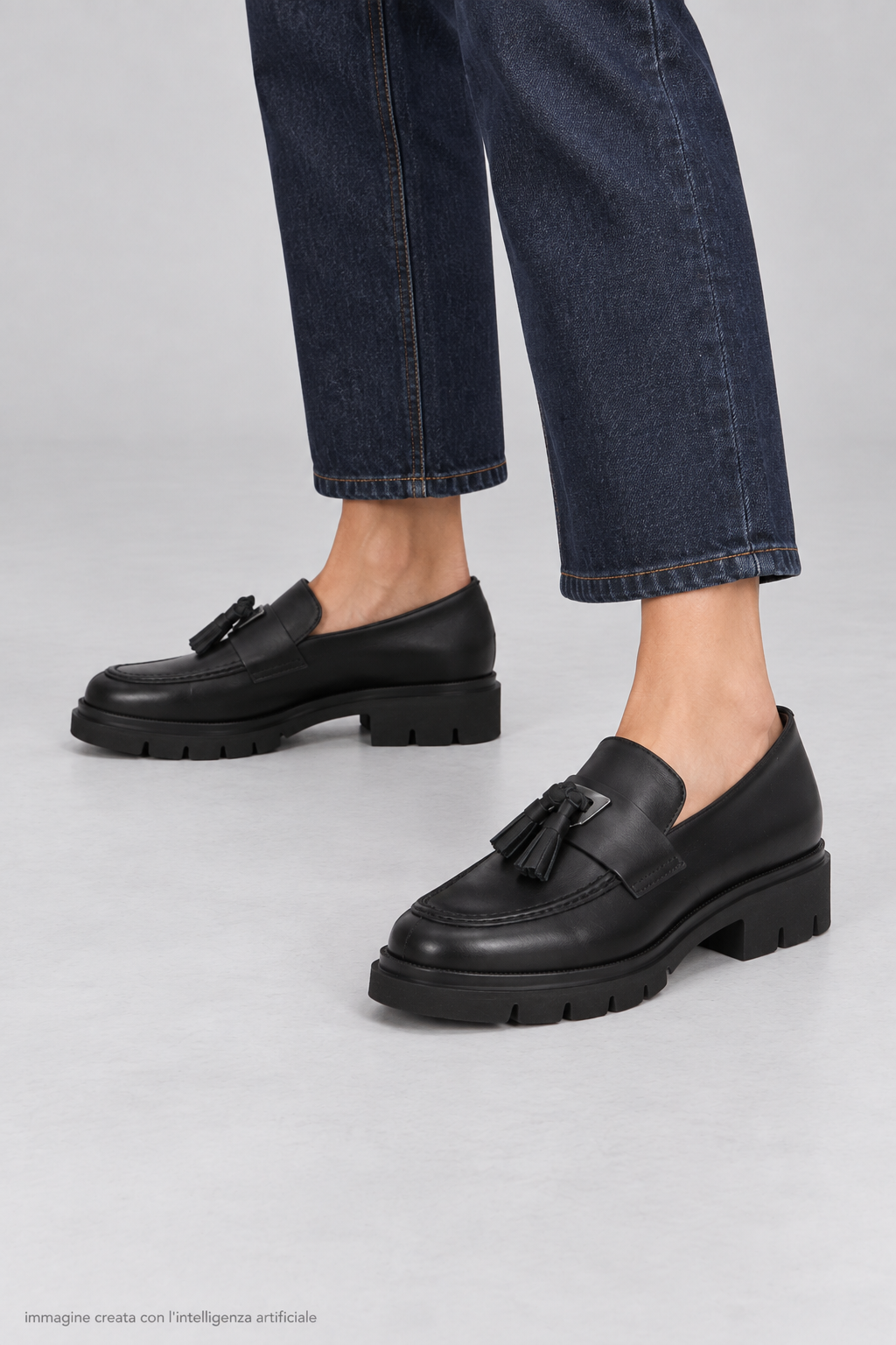 Mocassino tendenza in vera pelle nero  Soffice Sogno