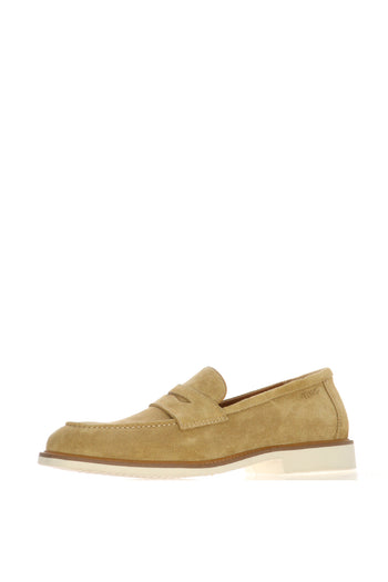 Mocassino in camoscio beige e blu - 8