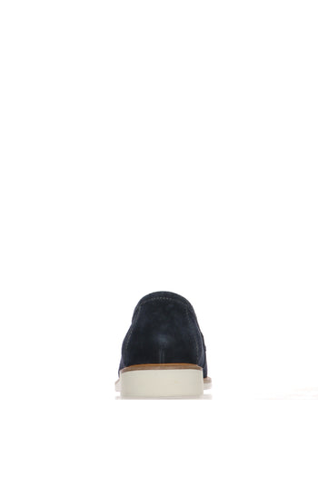 Mocassino in camoscio beige e blu - 10