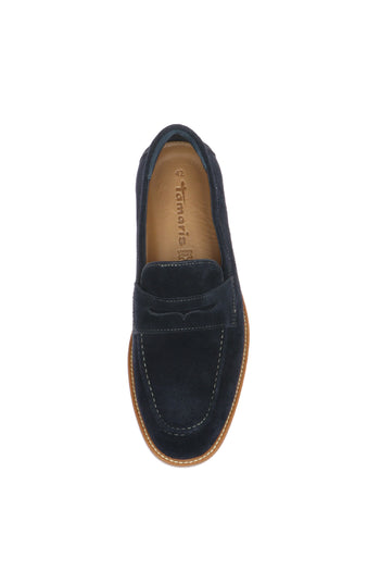 Mocassino in camoscio beige e blu - 6