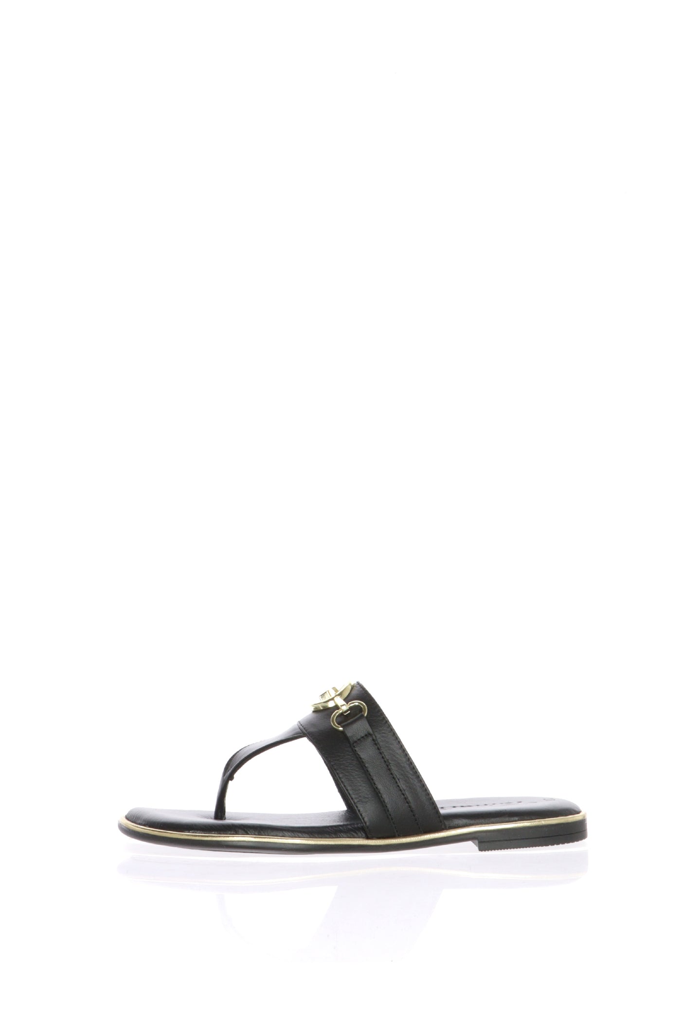 Sandalo infradito in pelle nero o platino Tamaris 2