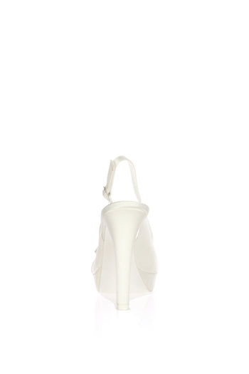 Scarpa sposa spuntato con fiocco bianco seta - 4