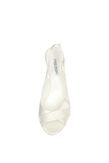 Scarpa sposa spuntato con fiocco bianco seta - 5
