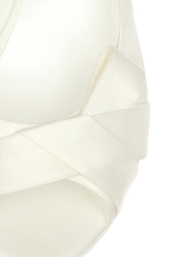 Scarpa sposa spuntato con fiocco bianco seta - 6