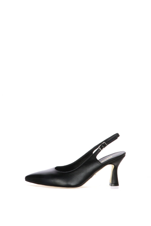 Slingback in pelle nera e nude - 2