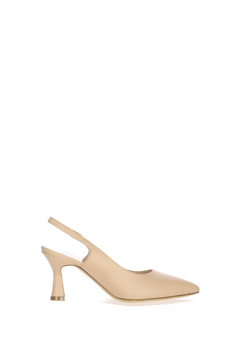 Slingback in pelle nera e nude - 4