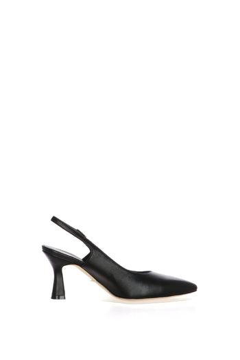 Slingback in pelle nera e nude - 5