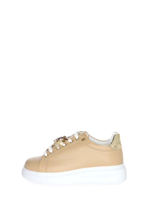 Sneakers in pelle beige allacciata Cafènoir - 1