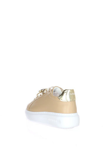 Sneakers in pelle beige allacciata Cafènoir - 3
