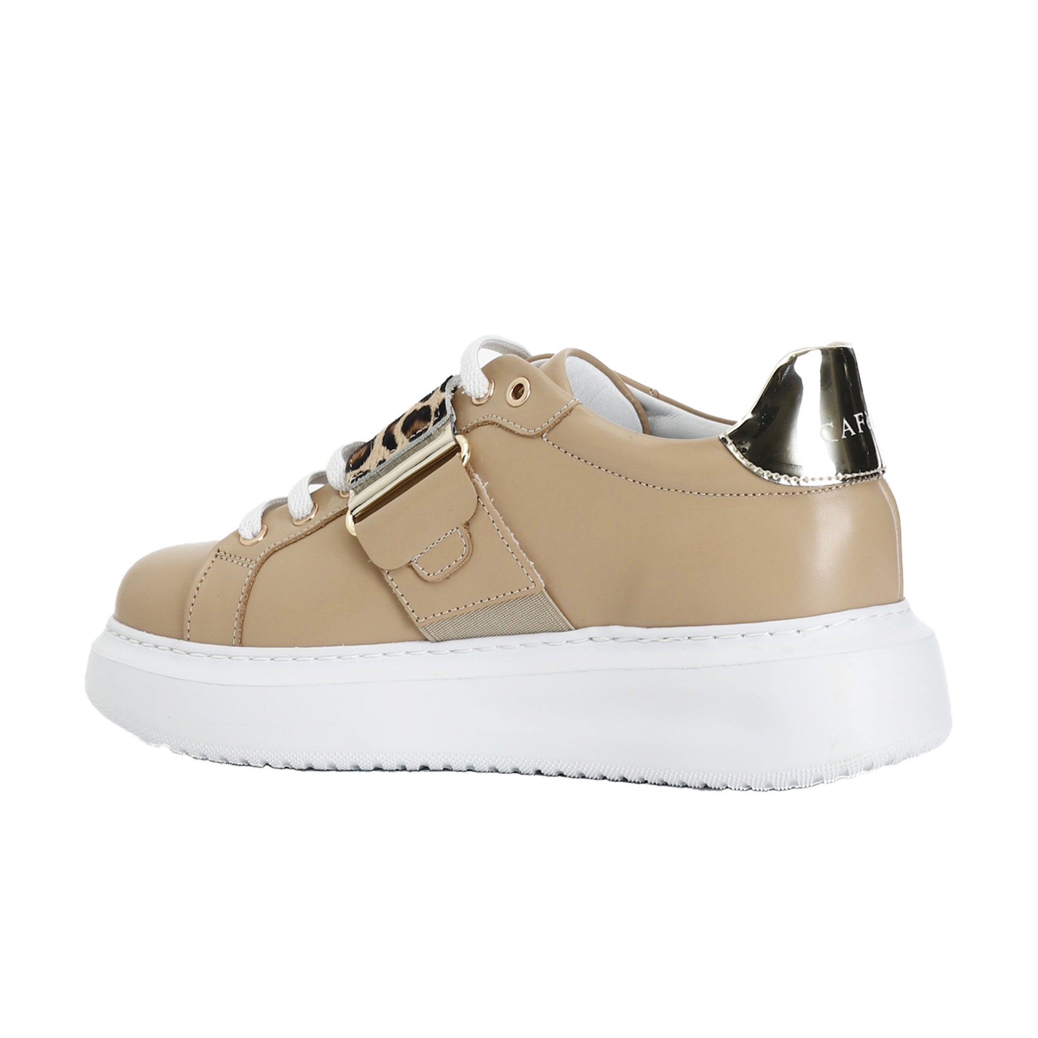 Sneakers in pelle con fascia cavallino