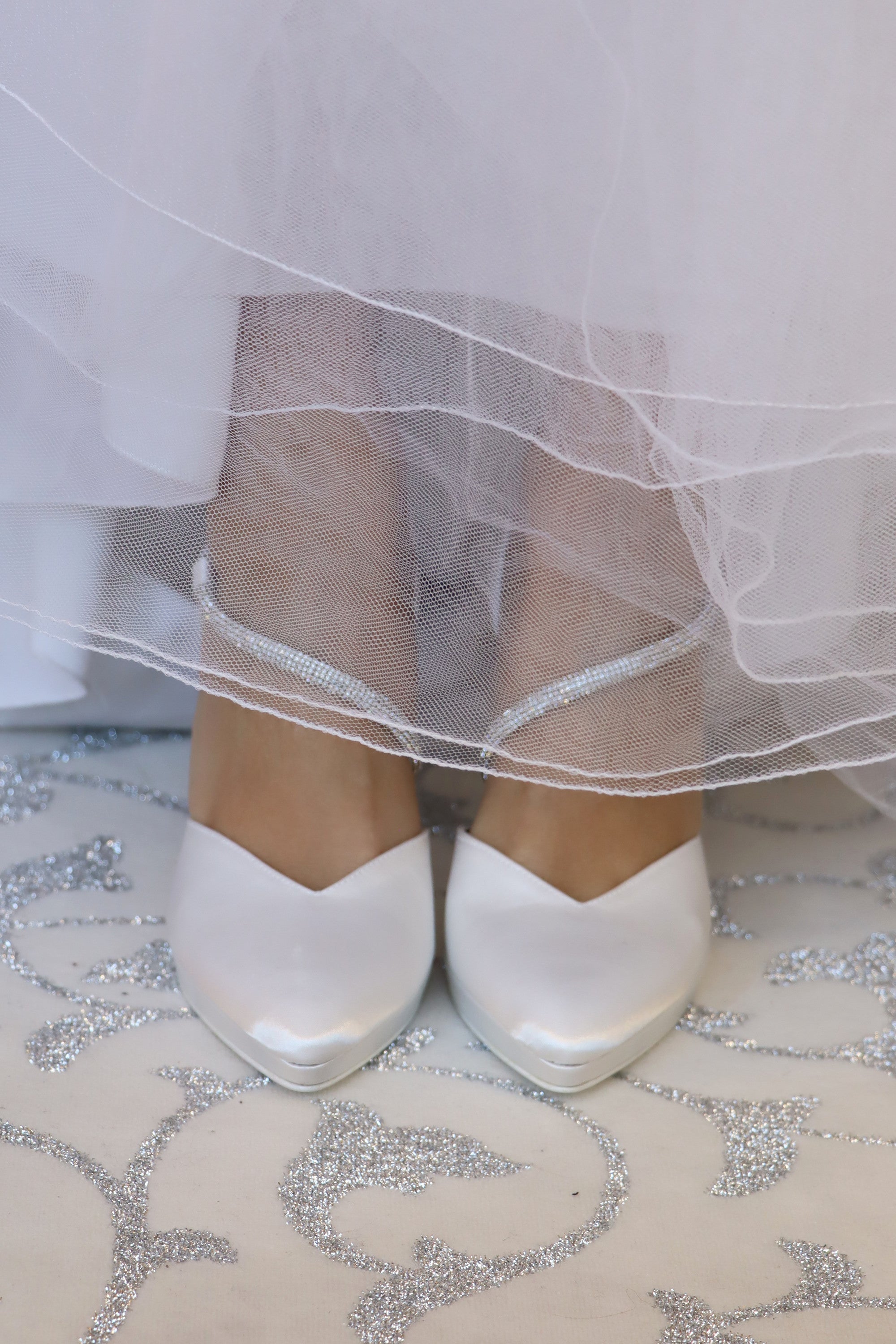 Slingback gioiello sposa in raso bianco seta I AM BRIDE